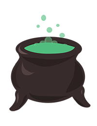 cartoon cauldron bubbling green goo